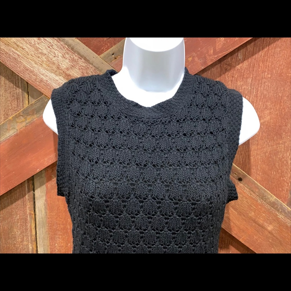Banana Republic Maxi Sleeveless Black Sweater Dress, Crochet Lined Size 6 - Picture 7 of 15